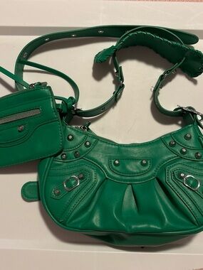 Y2k Faux Leather Studded Shoulder Bag with Wallet